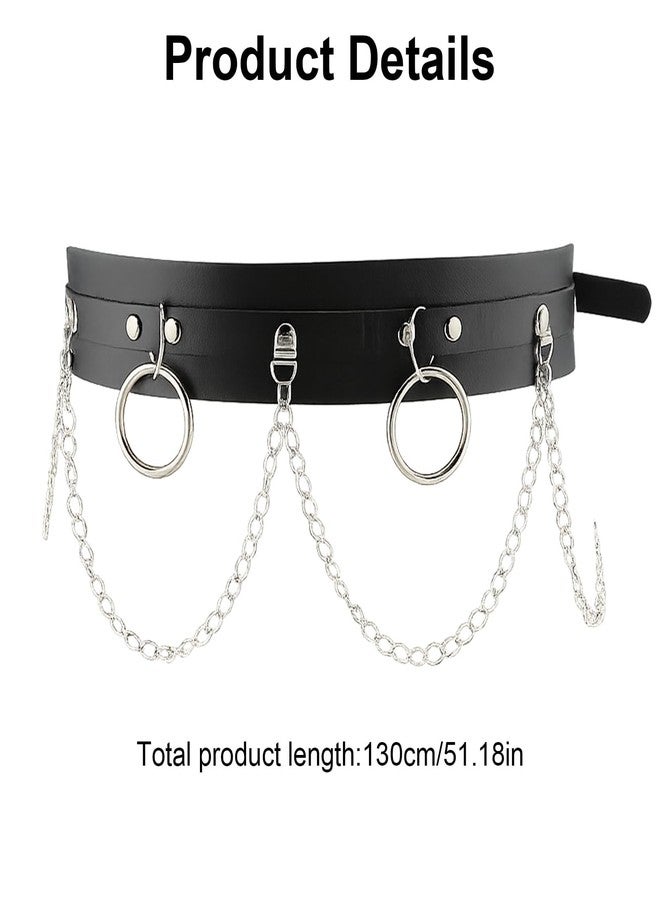 CZMZHFC Punk Gothic Chain Belt for Women, Adjustable Edgy Gothic Waiet Leather Chain Belt for Rave Festival Rock - Image 2